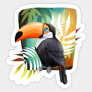 Toucan bird with tropical leaves Sticker